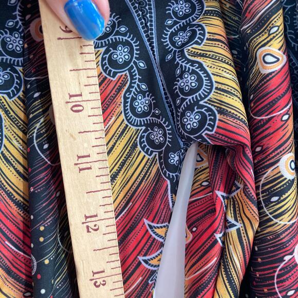 Boho Aladdin Boho Smocked Waist Paisley Print Festival Pants Blue Red Youth Lg - Picture 8 of 10